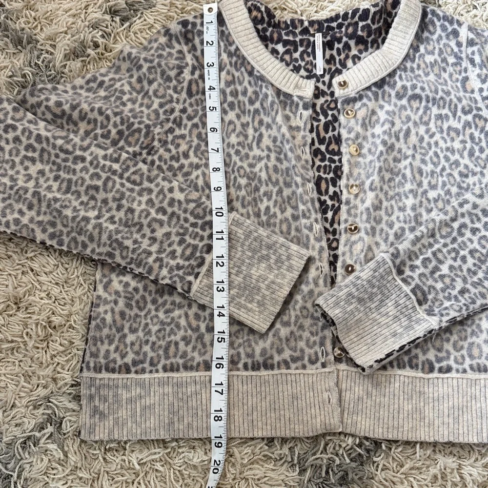 Free People Leopard Print Button-Front Women's Cardigan - Picture 2 of 6